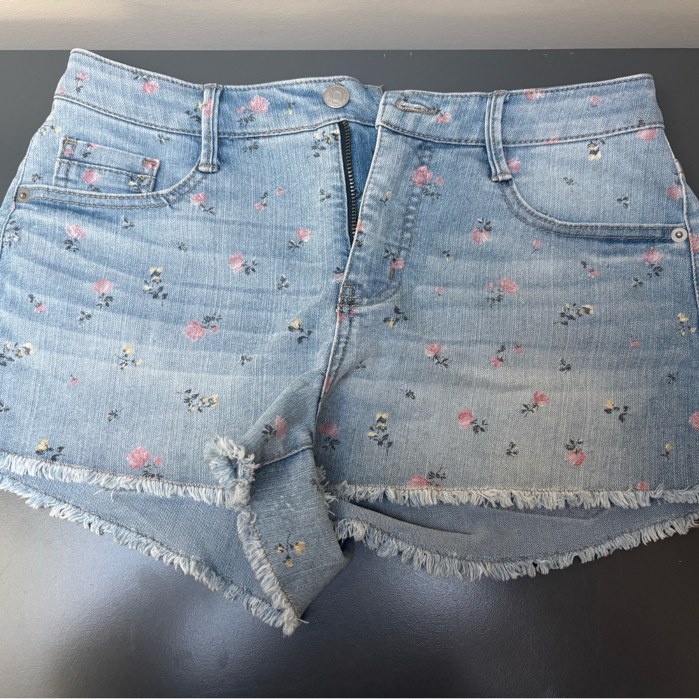 Wild Fable Blue Denim Shorts with Floral Accents